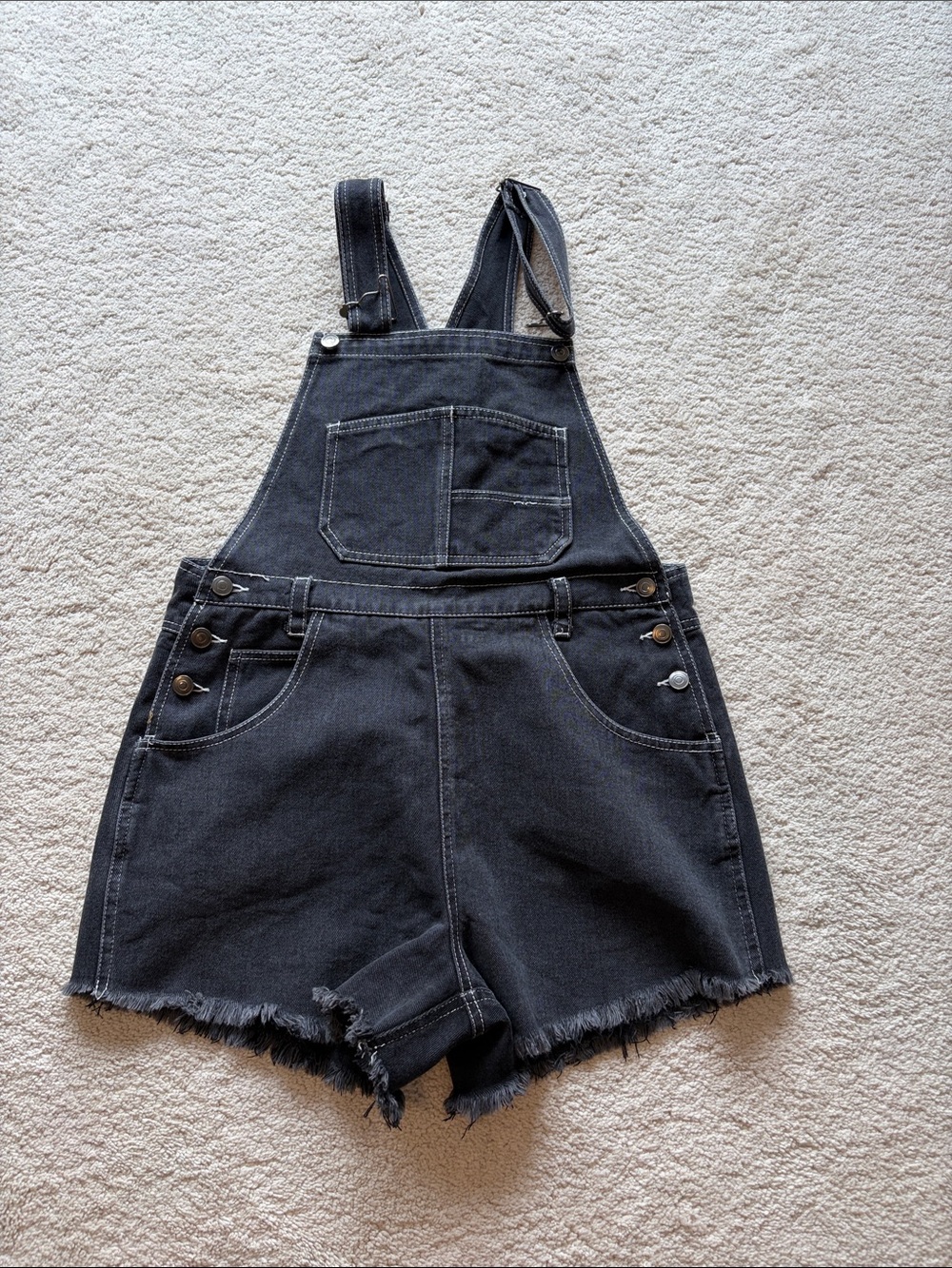 emery park Black Denim Overall Shorts